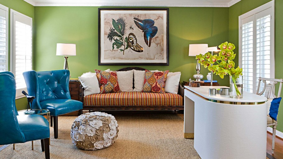 Гостиная в зеленых тонах