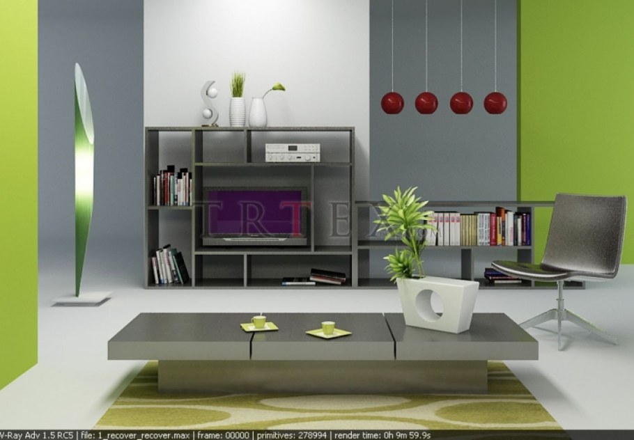 Интерьер в серо зеленых тонах