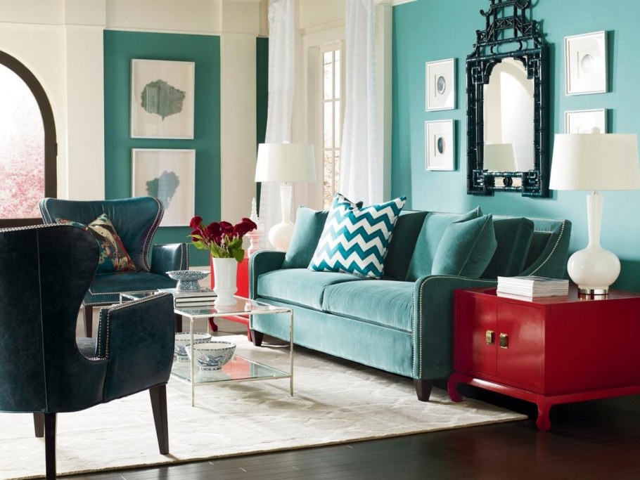 Гостиная в бело зеленых тонах