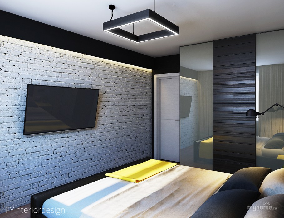 Черно белая комната для подростка