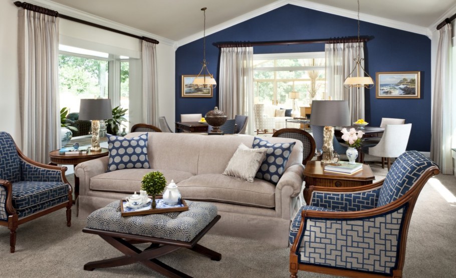 Интерьер в сине бежевых тонах