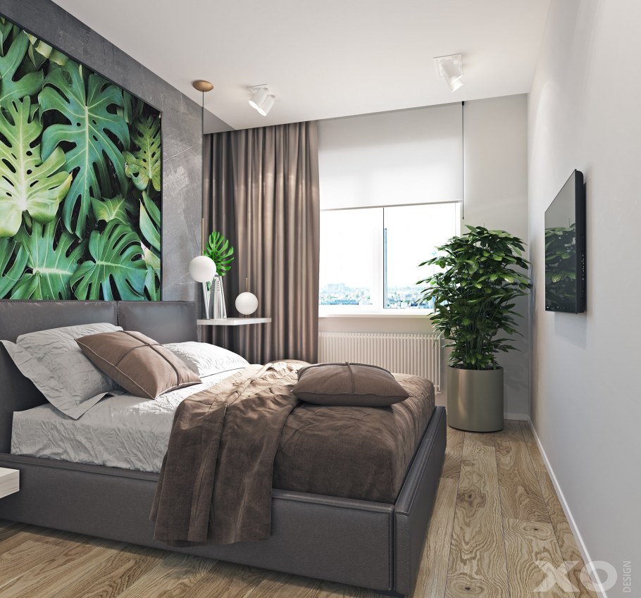 Спальня в современном стиле тропики