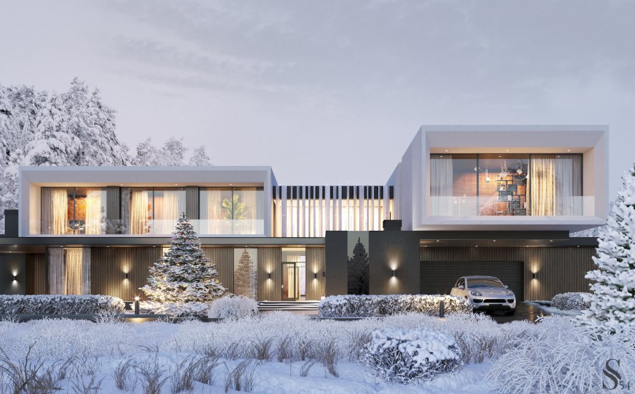 Подсветка домов с плоской крышей