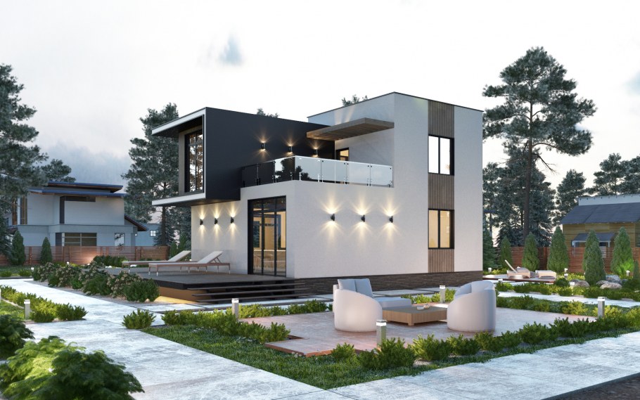 Дом с плоской крышей монолит 170 м