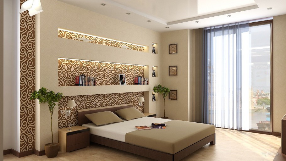 Стены в гостиной спальне