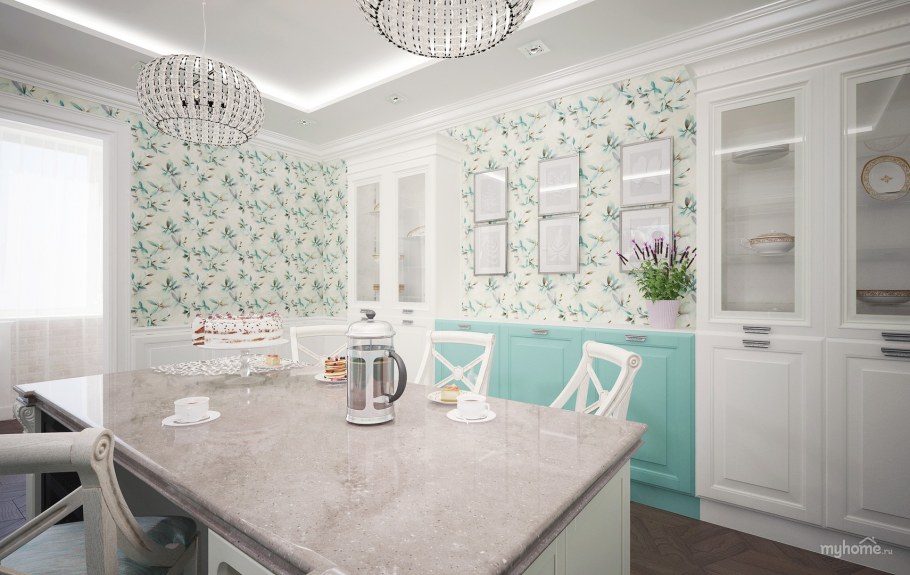 Кухня Неоклассика мятная