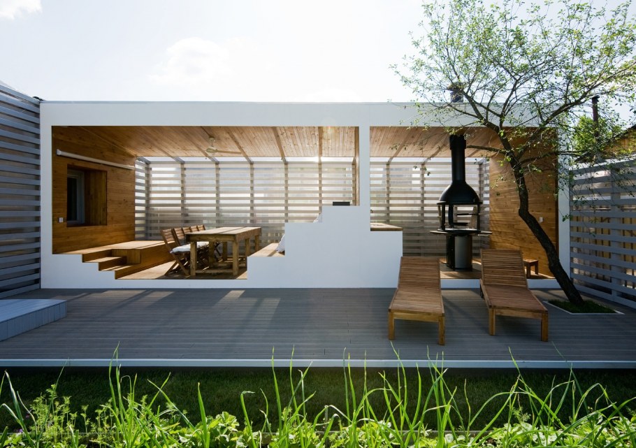 Современные зоны барбекю с беседкой