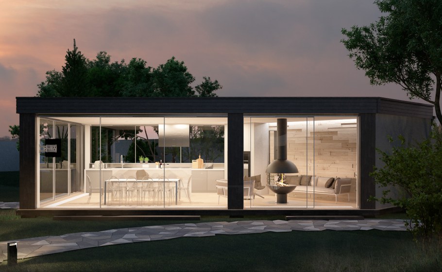 Летняя кухня в современном стиле закрытая