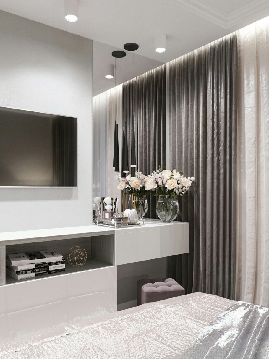 Белый телевизор в спальне