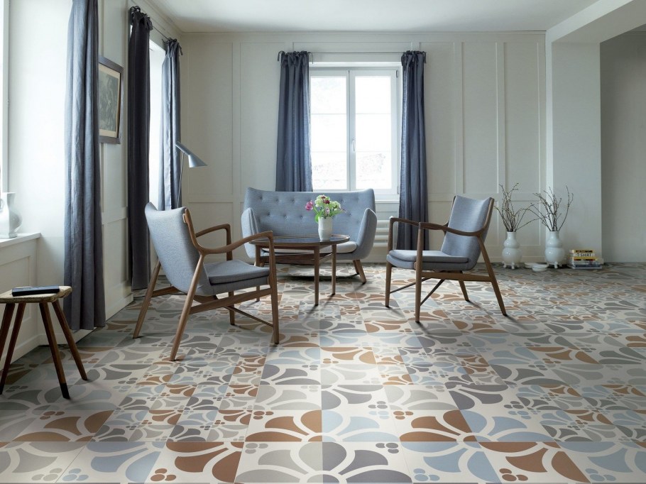 Пестрый пол в интерьере