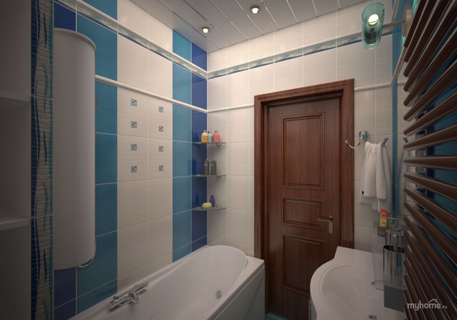 Ванная в скандинавском стиле со стиральной машиной