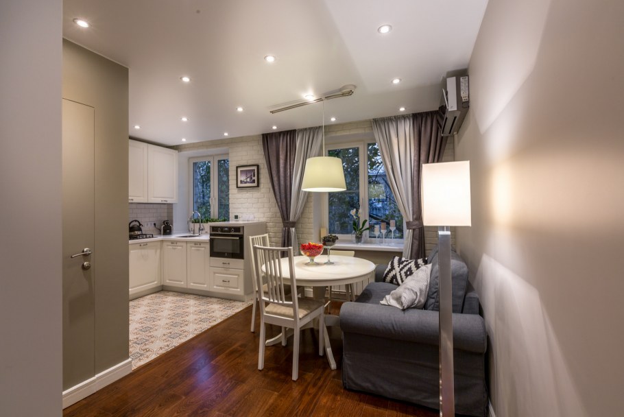 Гостиная Объединенная с кухней в хрущевке