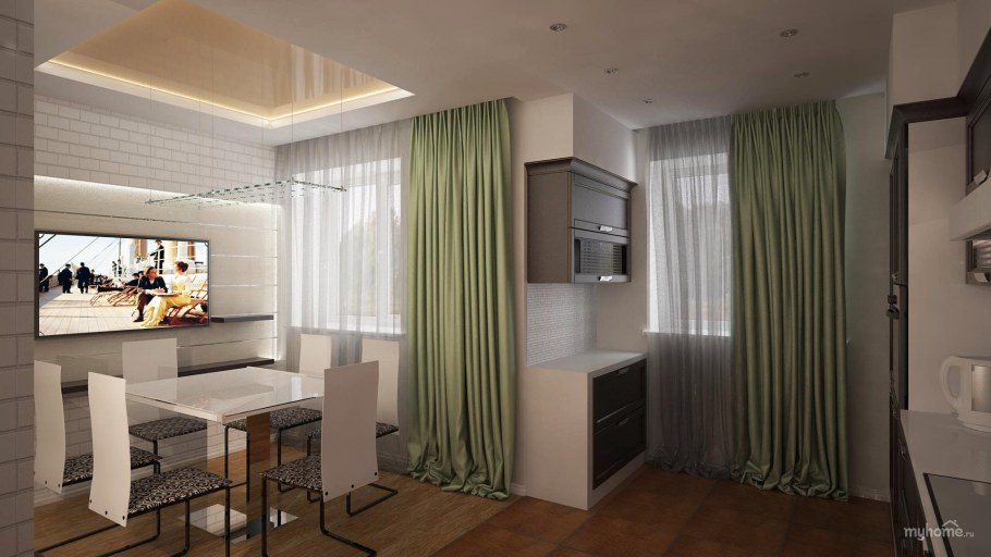 Соединение кухни с комнатой