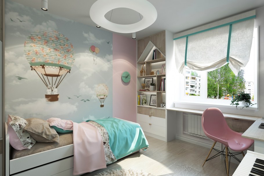 Обои аспект 90107-22 в интерьере детской для двоих