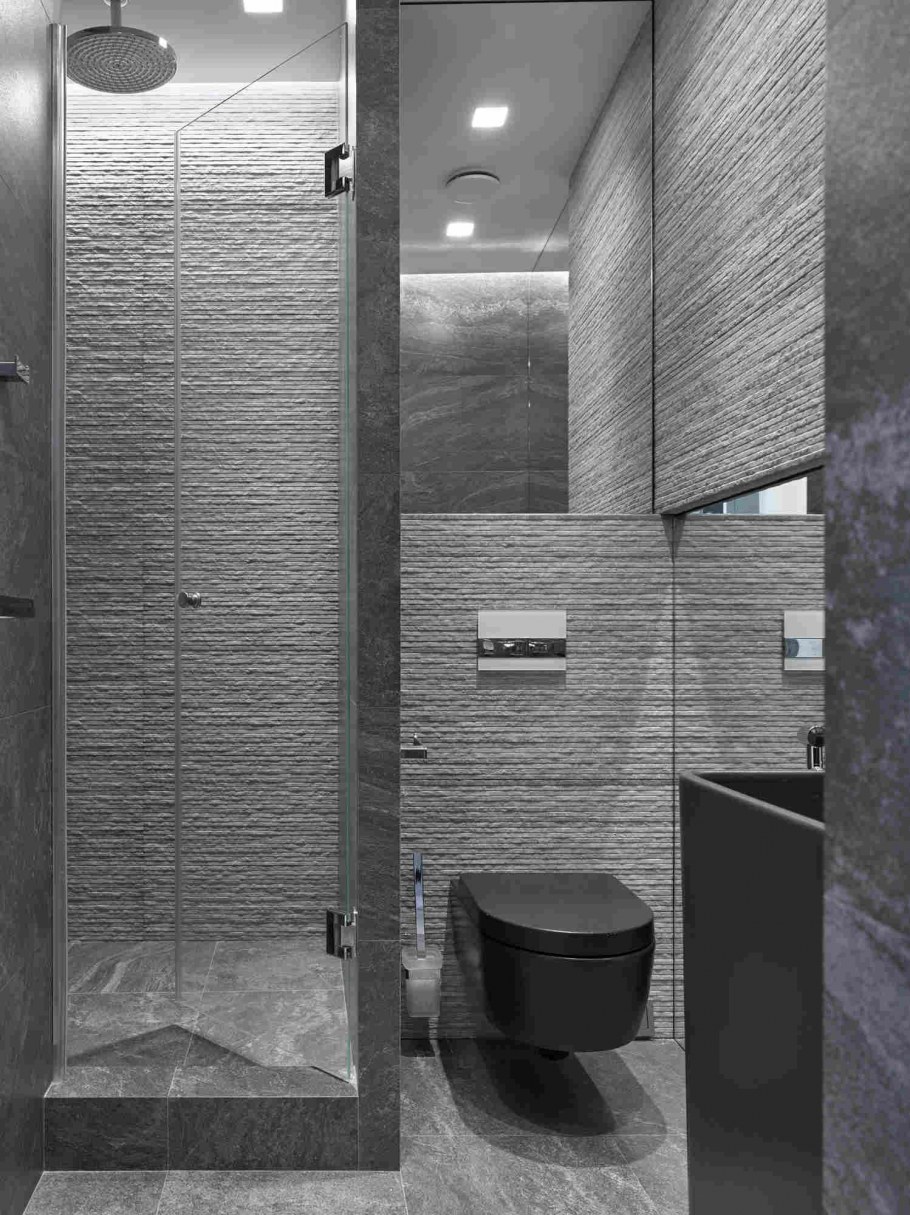 Ванная комната с душевой серая