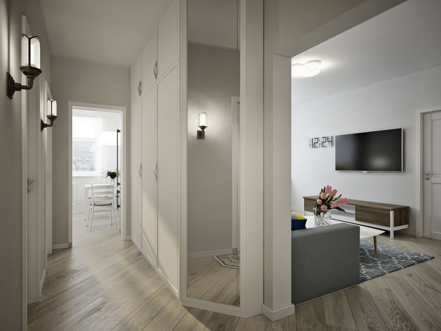 Светло серая прихожая