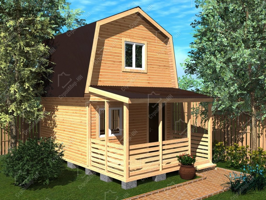 Дачный домик двухэтажный каркасный 6 на 4