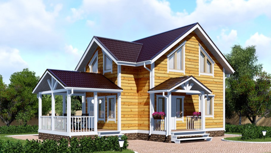 Каркасный дом смкрыльцом