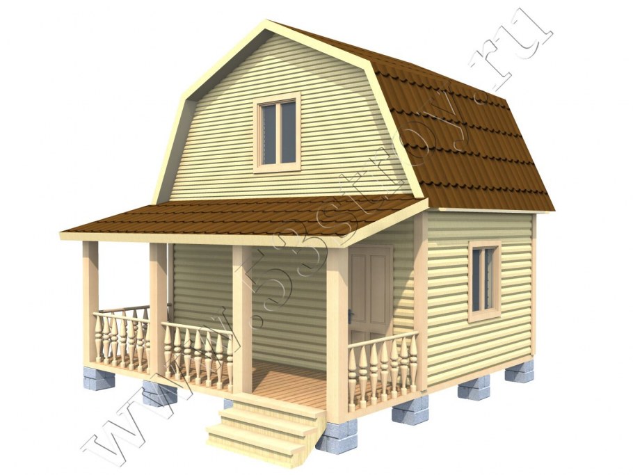 Дачный дом 6 на 6 с верандой