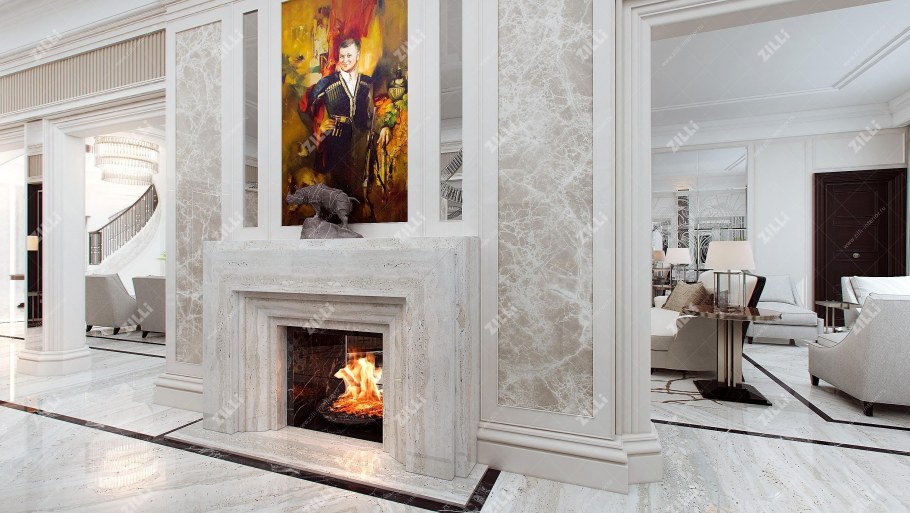 Камин отделка мрамор арт деко