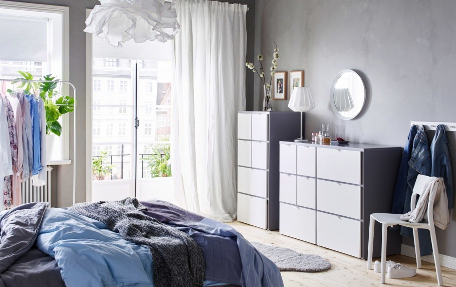 Спальня икеа в интерьере белая