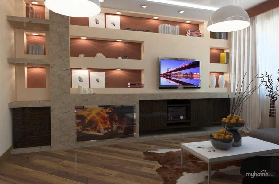 Гостиная из гипсокартона