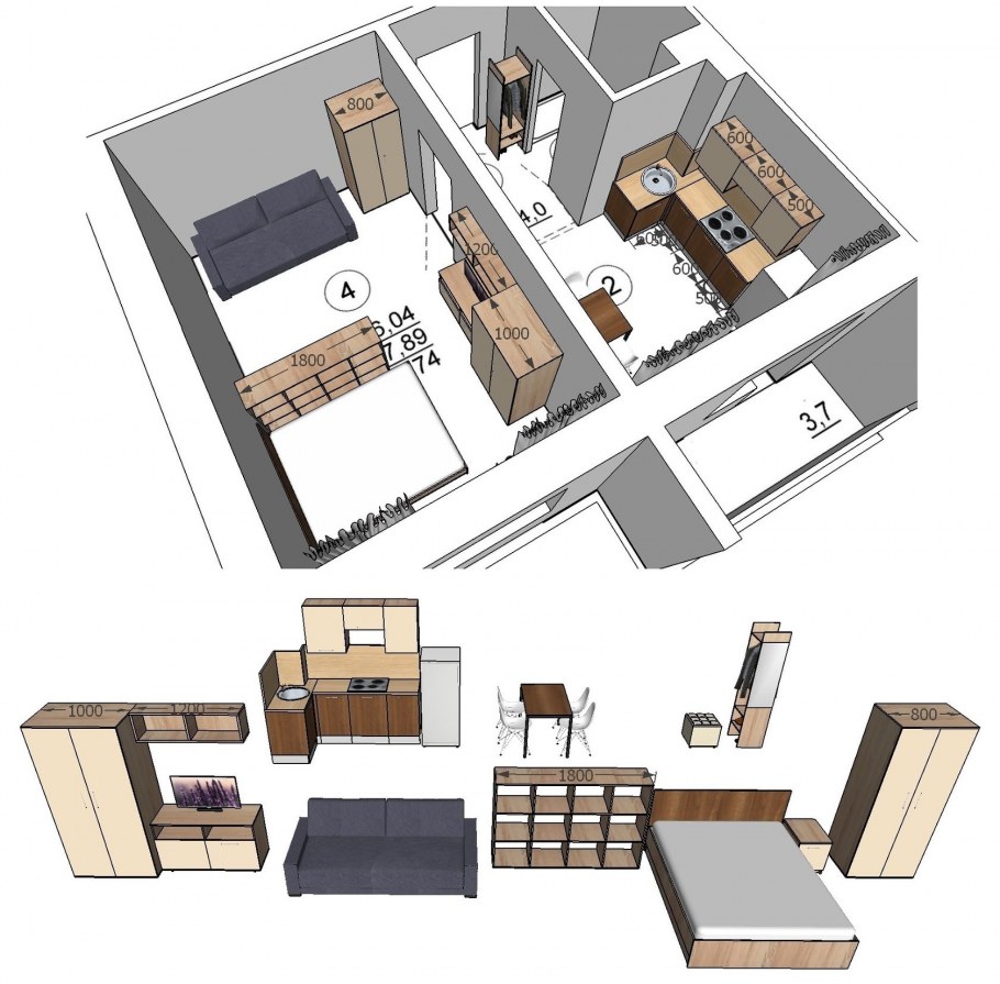 Кухня для студии 23 кв.м