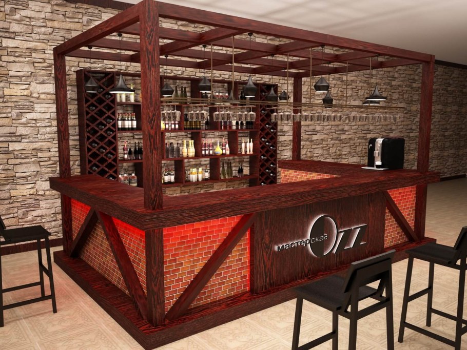 КУХНЯЭ́ гостиная с барной стойкой