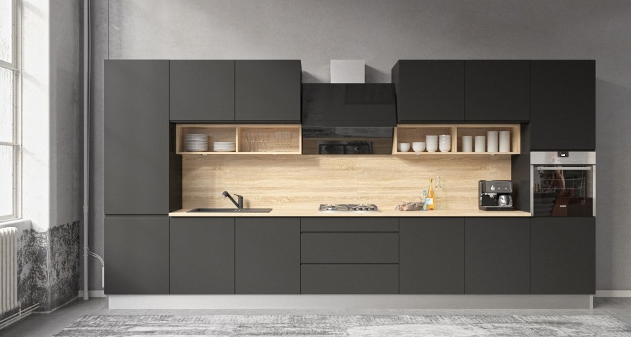 Кухня белый верх оливковый низ