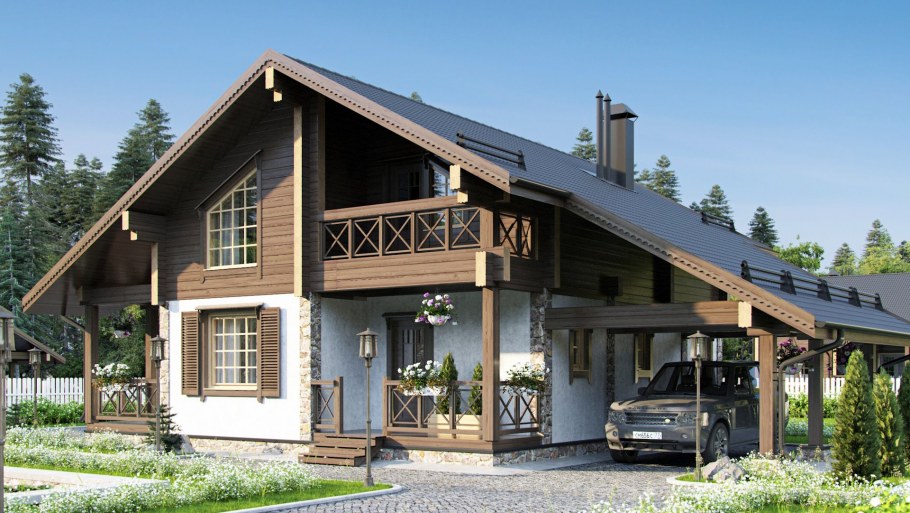 Дом с односкатной крышей в стиле лофт