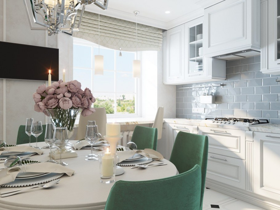 Шторы на кухню в светлых тонах