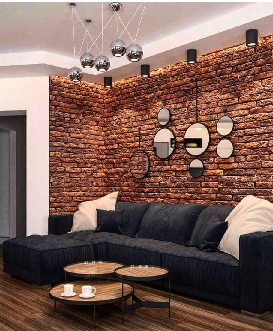 Ламинат на стене в гостиной