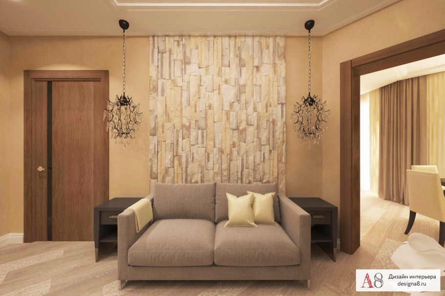 Современная гостиная в пастельных тонах