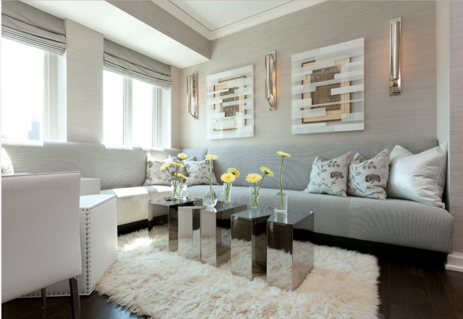 Интерьер гостинной комнаты 17 кв.м лофт