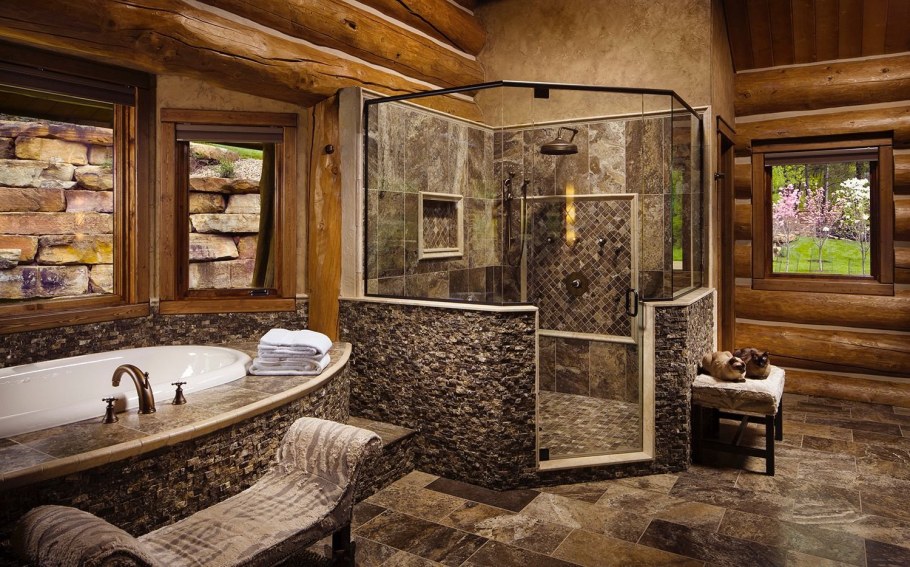 Душевая в стиле рустик
