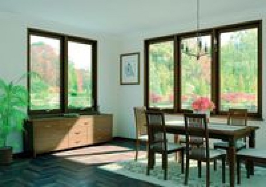 Коричневые рамы окон в интерьере