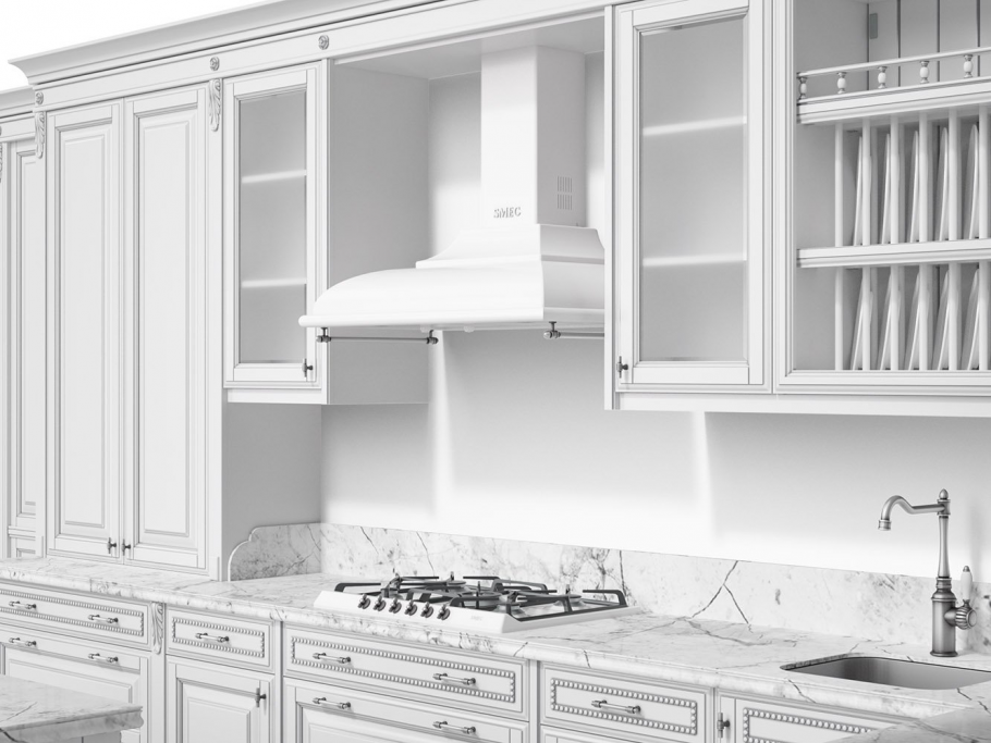 Кухня Прага белая патина серебро