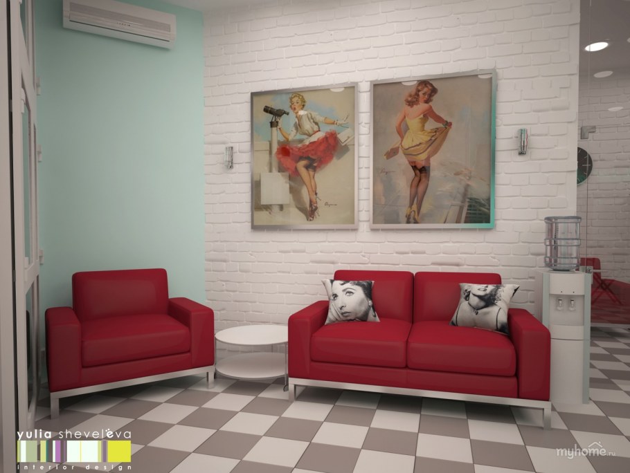 Интерьеры салона красоты в стиле пин ап