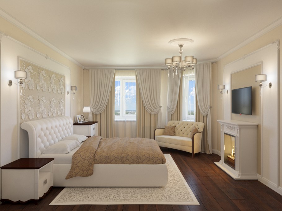 Однокомнатная квартира в светлых тонах в классическом стиле