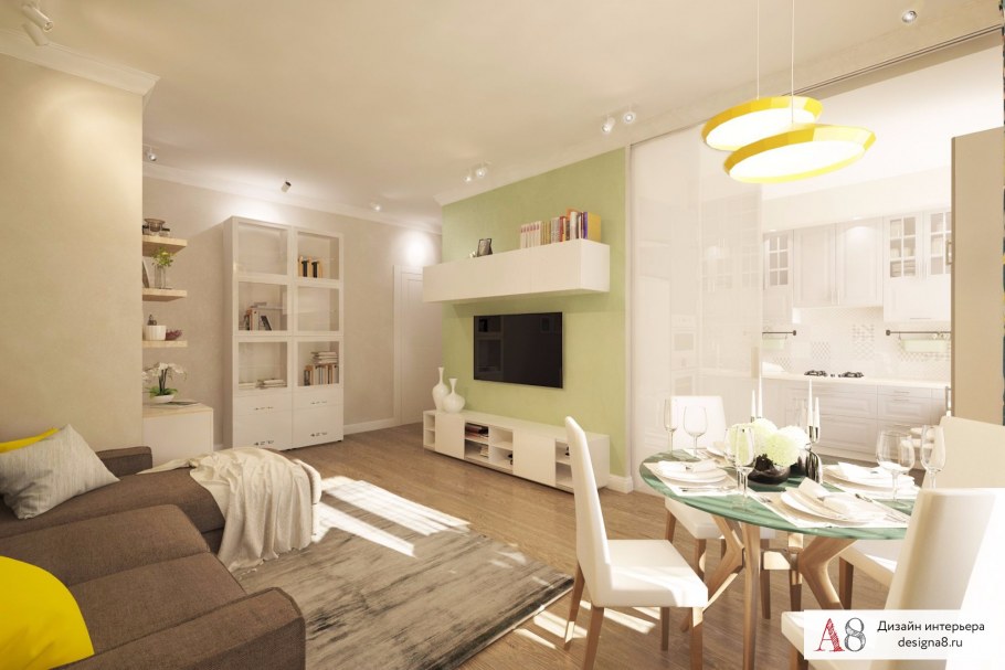 Гостиная в типовой трешке