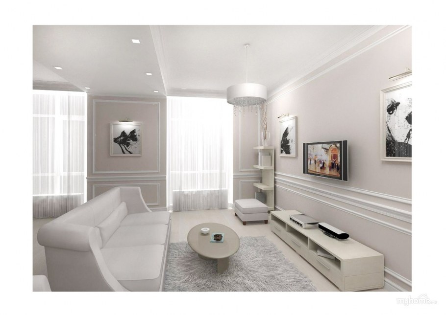 Интерьер трехкомнатной белые стены