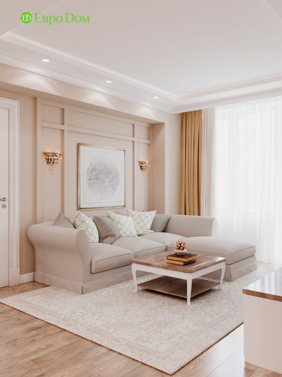 Трехкомнатная квартира в светлых тонах