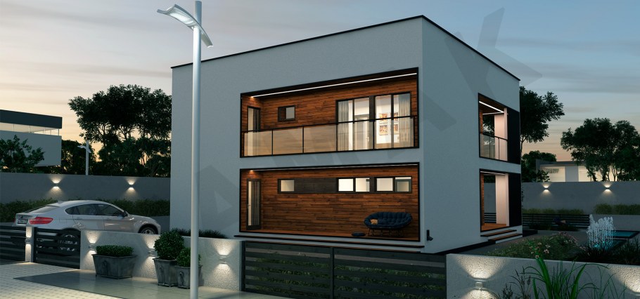 Отделка фасада в стиле хайтек