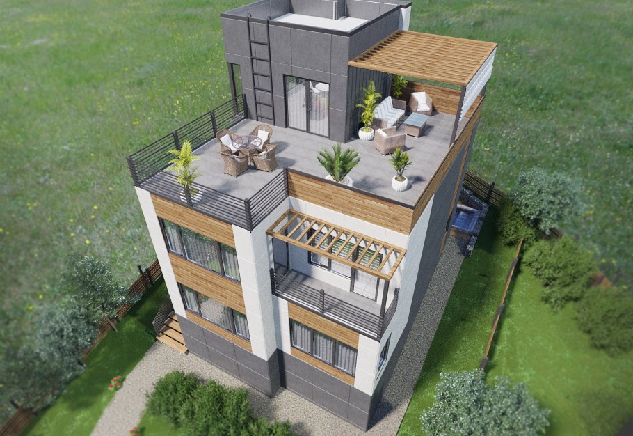 Двухэтажный дом с эксплуатируемой крышей