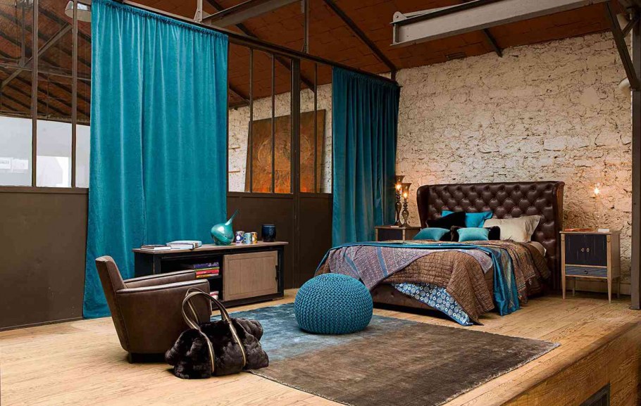 Бирюзовый и коричневый в интерьере