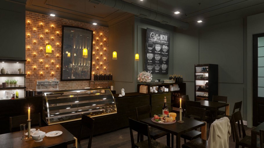 Интерьер небольшой кофейни