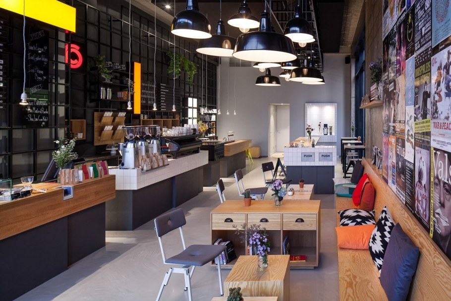 Кофейня в стиле Индастриал