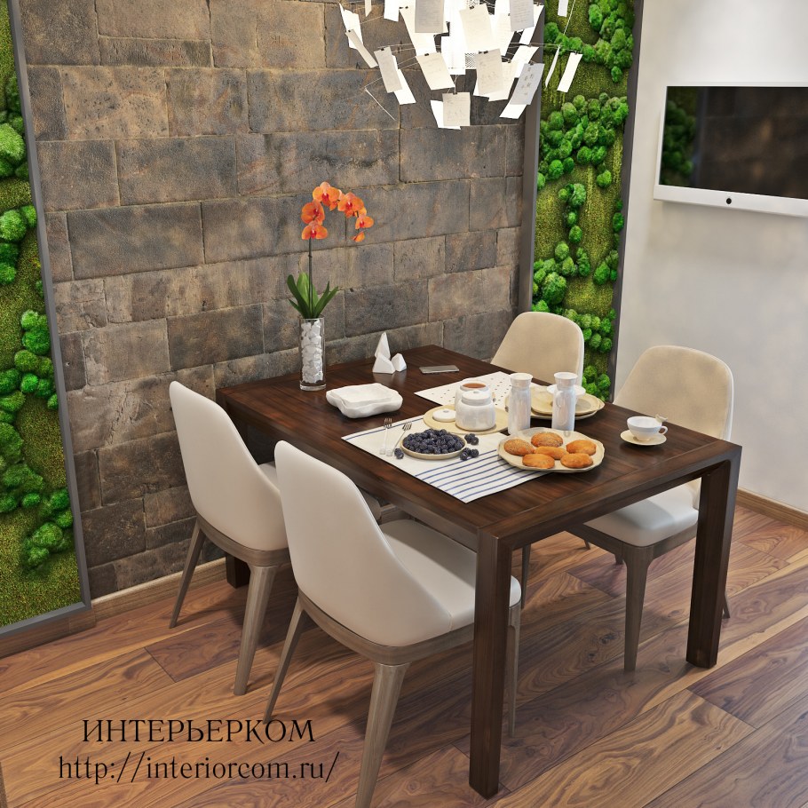 Темные обои на кухне