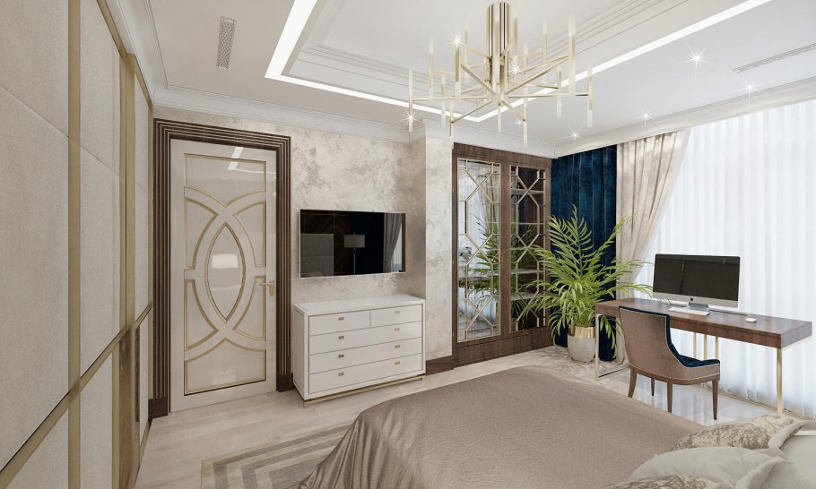 Классическая спальня в светлых тонах