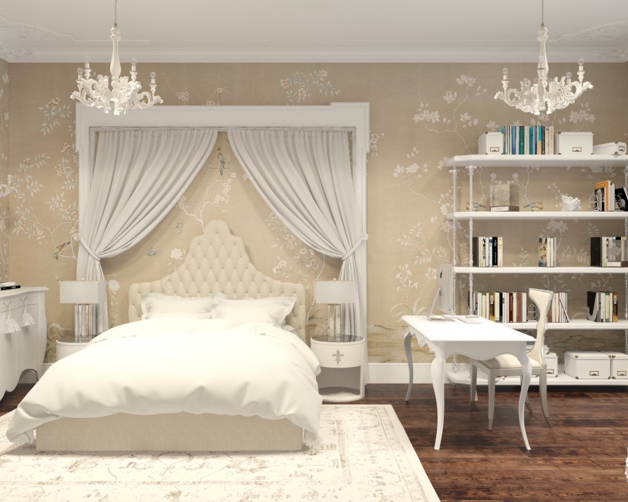 Спальня в стиле арт деко в светлых тонах